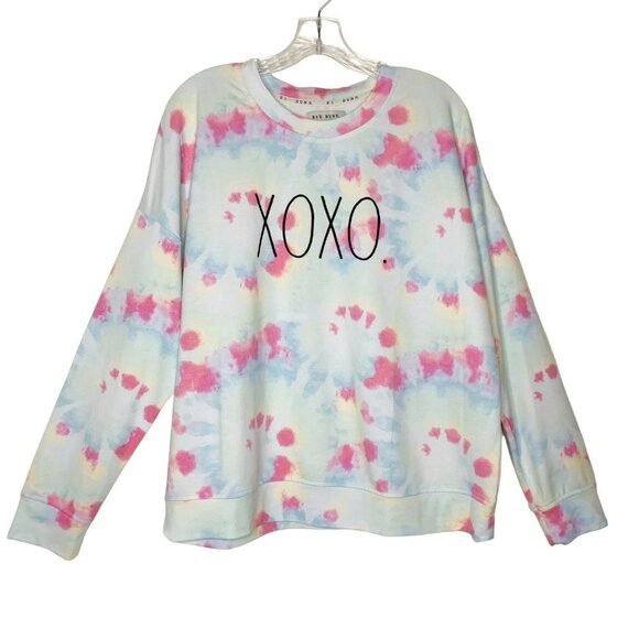 Rae Dunn Rainbow Tie Dye XOXO Sweatshirt - Picture 1 of 10